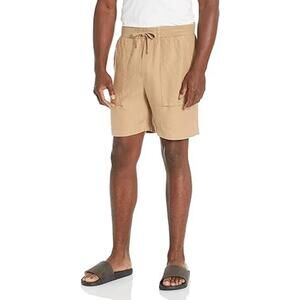 Vince Lightweight Hemp Pull-On Shorts Rib Waistband Tan Size M NWT